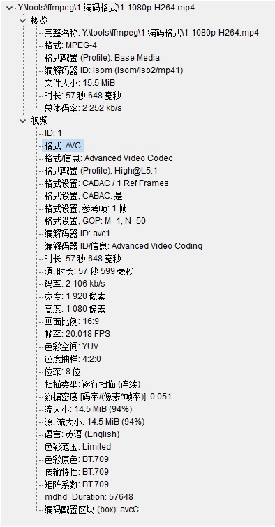 MediaInfo分析码流