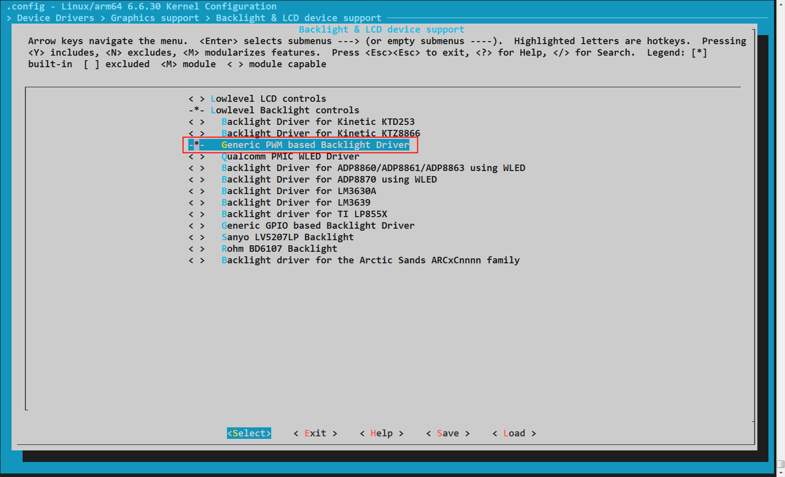 pwm背光menuconfig